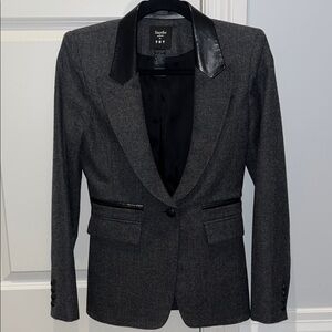 Smythe LES VESTES for TNT Wool Grey Blazer with Black Leather Collar